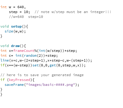 Code used to generate the pattern with Processing