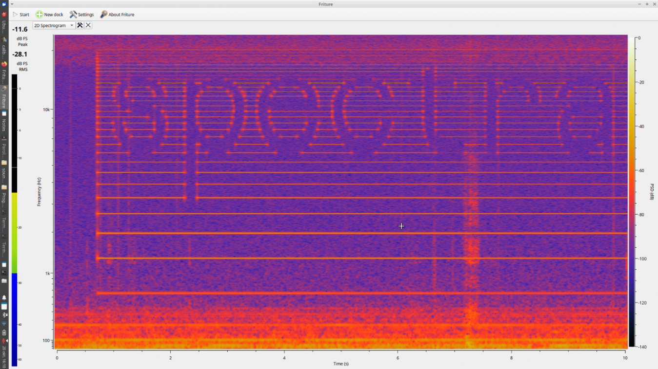 sending hidden images and texts in radio waves using the spectraphone. Here is what you recived with your sdr radio scanner